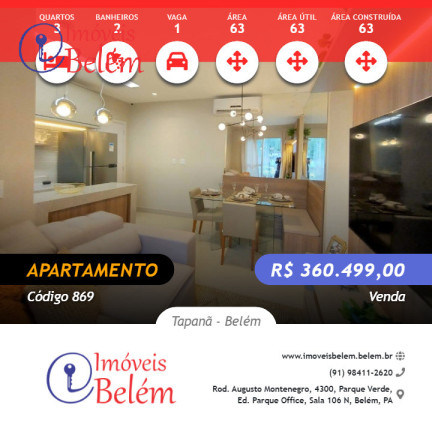 Imagem Apartamento com 3 Quartos à Venda, 63 m² em Tapanã - Belém Imagem Apartamento com 3 Quartos à Venda, 63 m² em Tapanã - Belém