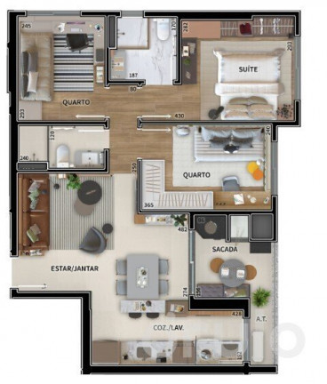 Imagem Apartamento com 3 Quartos à Venda, 74 m² em Novo Mundo - Curitiba