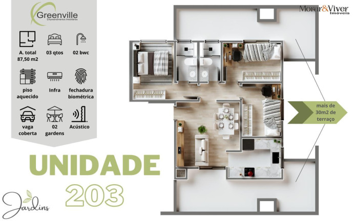 Imagem Apartamento com 3 Quartos à Venda, 75 m² em Cidade Jardim - São José Dos Pinhais