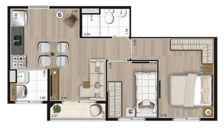 Imagem Apartamento com 2 Quartos à Venda, 35 m² em Parque Ipê - São Paulo