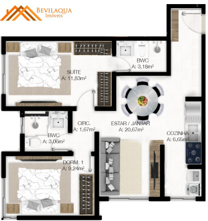 Imagem Apartamento com 1 Quarto à Venda, 62 m² em Praia Da Vila - Imbituba