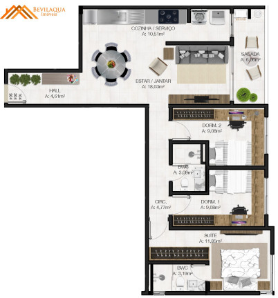 Imagem Apartamento com 1 Quarto à Venda, 62 m² em Praia Da Vila - Imbituba