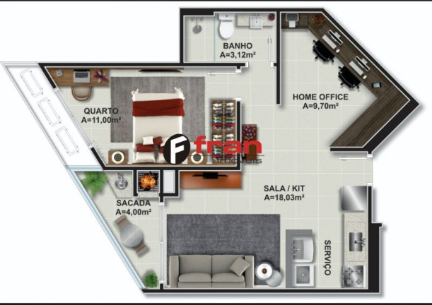 Imagem Apartamento com 1 Quarto à Venda, 53 m² em Itacorubi - Florianópolis Imagem Apartamento com 1 Quarto à Venda, 53 m² em Itacorubi - Florianópolis