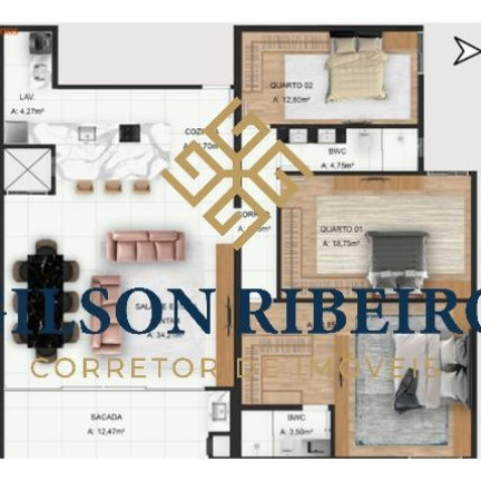 Imagem Apartamento com 2 Quartos à Venda, 75 m² em Areias - Camboriú