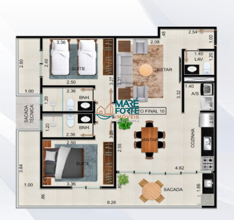 Apartamento com 2 Quartos à Venda, 83 m² em Toninhas - Ubatuba