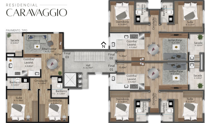 Imagem Apartamento com 2 Quartos à Venda, 68 m² em Santa Catarina - Caxias Do Sul