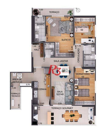 Imagem Apartamento com 3 Quartos à Venda, 170 m² em Aparecida - Santos Imagem Apartamento com 3 Quartos à Venda, 170 m² em Aparecida - Santos