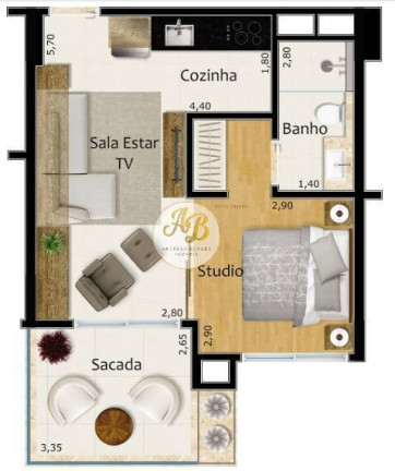 Apartamento com 1 Quarto à Venda, 48 m² em Centro - Rifaina