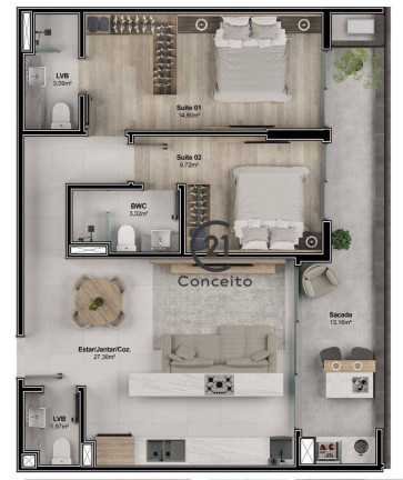Imagem Apartamento com 2 Quartos à Venda, 109 m² em Estreito - Florianópolis