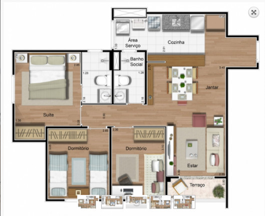 Imagem Apartamento com 3 Quartos à Venda, 69 m² em Parque Conceição Ii - Piracicaba