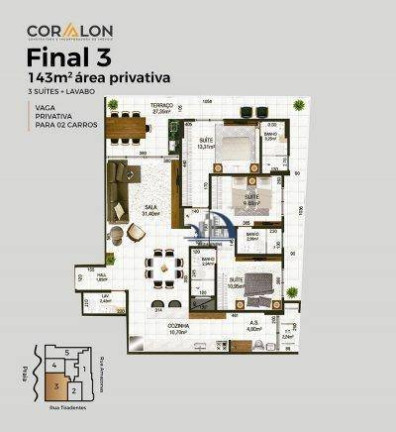 Imagem Apartamento com 2 Quartos à Venda, 123 m² em Canto Do Forte - Praia Grande