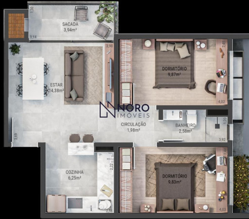 Imagem Apartamento com 2 Quartos à Venda, 56 m² em Camobi - Santa Maria Imagem Apartamento com 2 Quartos à Venda, 56 m² em Camobi - Santa Maria