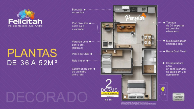 Imagem Apartamento com 2 Quartos à Venda, 44 m² em Parque Das Nações - Santo André