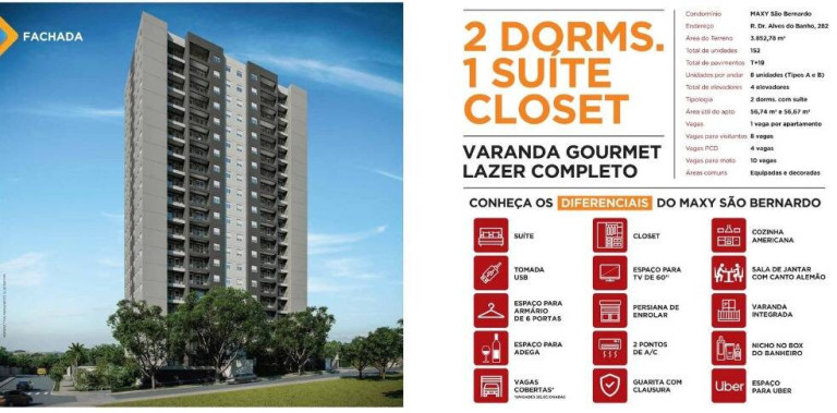 Apartamento com 2 Quartos à Venda, 56 m² em São Bernardo - Campinas