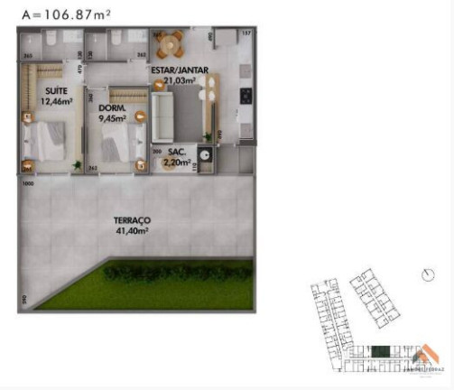 Apartamento com 2 Quartos à Venda, 106 m²