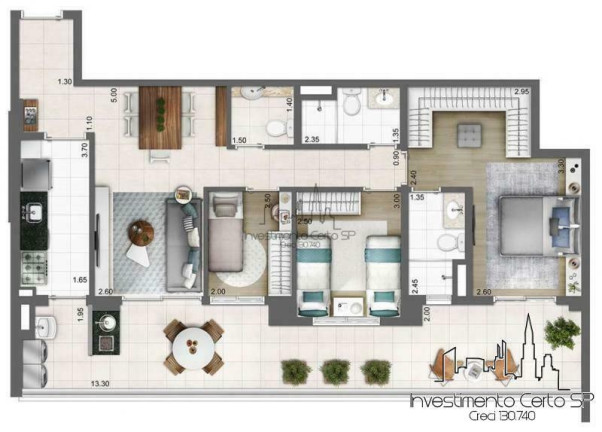 Imagem Apartamento com 3 Quartos à Venda, 103 m² em Vila Gumercindo - São Paulo