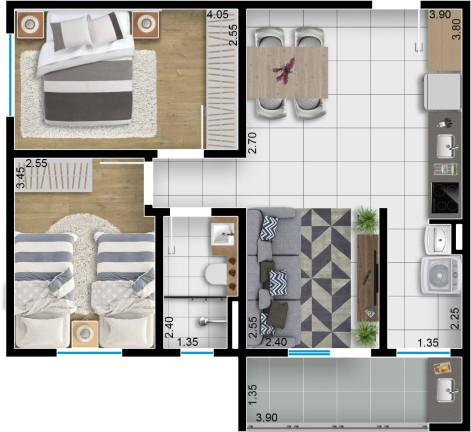 Imagem Apartamento com 2 Quartos à Venda,  em Wanel Ville - Sorocaba