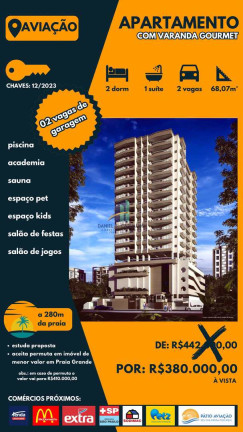 Imagem Apartamento com 2 Quartos à Venda, 68 m² em Aviação - Praia Grande