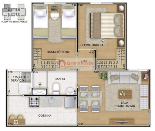 Imagem Apartamento com 2 Quartos à Venda, 45 m² em Parque Santa Rosa - Suzano