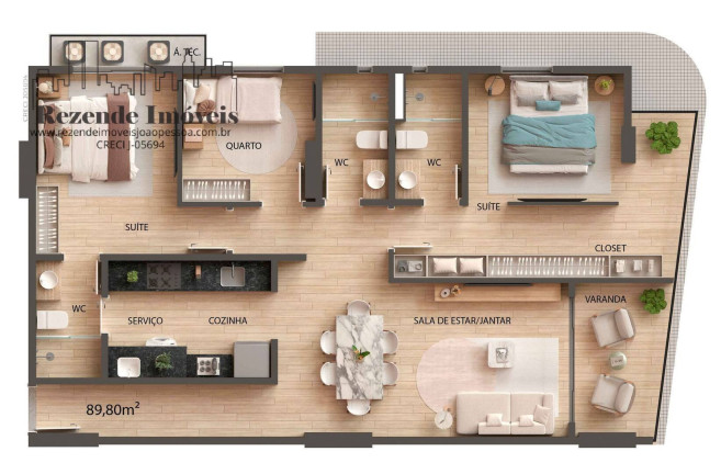 Imagem Cobertura com 3 Quartos à Venda, 168 m² em Tambaú - João Pessoa