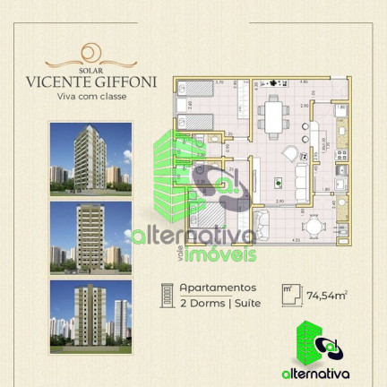 Imagem Apartamento com 2 Quartos à Venda, 74 m² em Centro - Taubaté