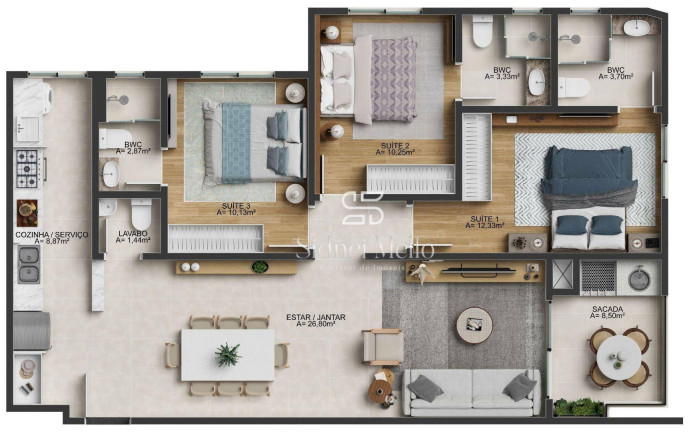 Apartamento com 3 Quartos à Venda, 104 m² em Fazenda - Itajaí