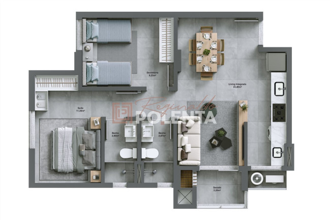 Imagem Apartamento com 2 Quartos à Venda, 65 m² em Comerciário - Criciúma