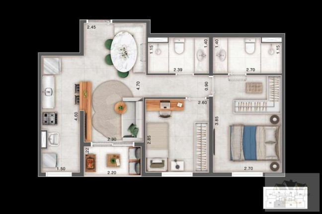 Imagem Apartamento com 2 Quartos à Venda, 55 m² em Jardim Cristiane - Santo André