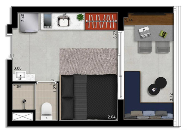 Imagem Apartamento com 1 Quarto para Alugar, em Liberdade - São Paulo Imagem Apartamento com 1 Quarto para Alugar, em Liberdade - São Paulo