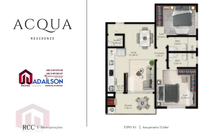 Imagem Imóvel com 2 Quartos à Venda, 73 m²