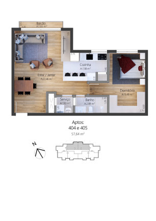 Imagem Apartamento com 1 Quarto à Venda, 54 m² em Moura - Gramado Imagem Apartamento com 1 Quarto à Venda, 54 m² em Moura - Gramado
