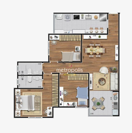Apartamento com 3 Quartos à Venda, 91 m² em Santo Antônio - São Caetano Do Sul