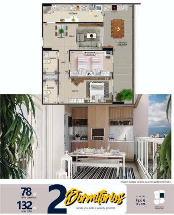 Imagem Apartamento com 2 Quartos à Venda, 79 m² em Guilhermina - Praia Grande