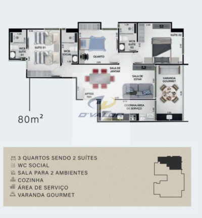 Imagem Apartamento com 3 Quartos à Venda, 80 m² em Bessa - João Pessoa Imagem Apartamento com 3 Quartos à Venda, 80 m² em Bessa - João Pessoa