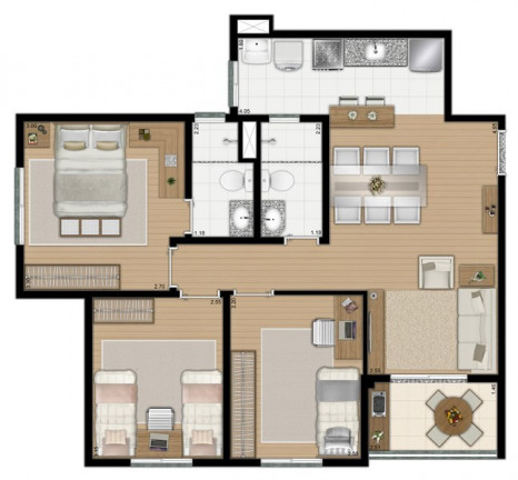 Imagem Apartamento com 2 Quartos à Venda, 55 m² em Vila Conceição - Diadema
