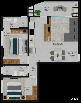 Imagem Apartamento com 2 Quartos à Venda, 72 m² em Barreiros - São José