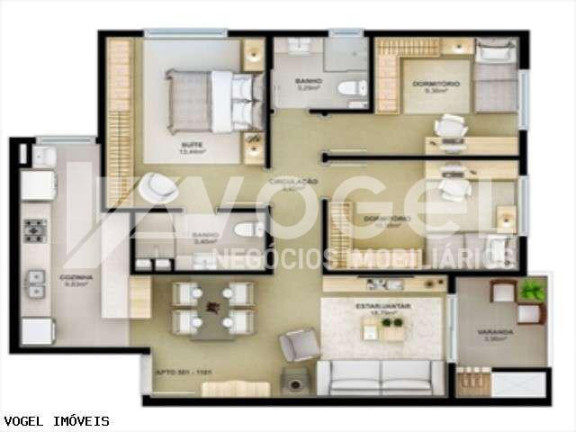 Imagem Apartamento com 3 Quartos à Venda, 90 m² em Centro - Sao Leopoldo Imagem Apartamento com 3 Quartos à Venda, 90 m² em Centro - Sao Leopoldo