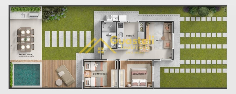 Casa de Condomínio com 2 Quartos à Venda, 48 m² em Glebas Califórnia - Piracicaba