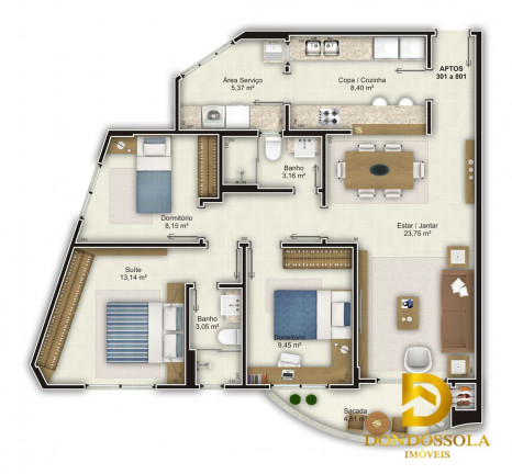 Imagem Apartamento com 3 Quartos à Venda, 97 m² em Centro - Criciúma