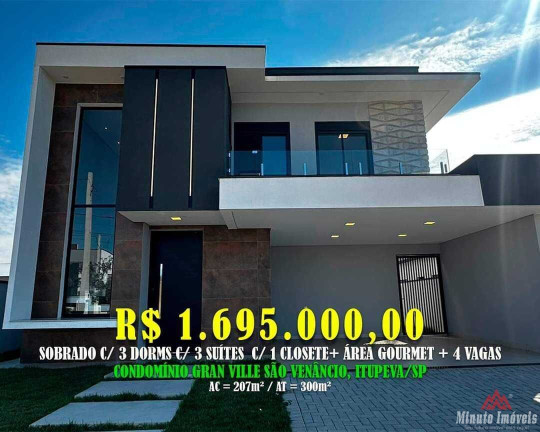Imagem Casa de Condomínio com 3 Quartos à Venda, 207 m² em Centro - Itupeva Imagem Casa de Condomínio com 3 Quartos à Venda, 207 m² em Centro - Itupeva