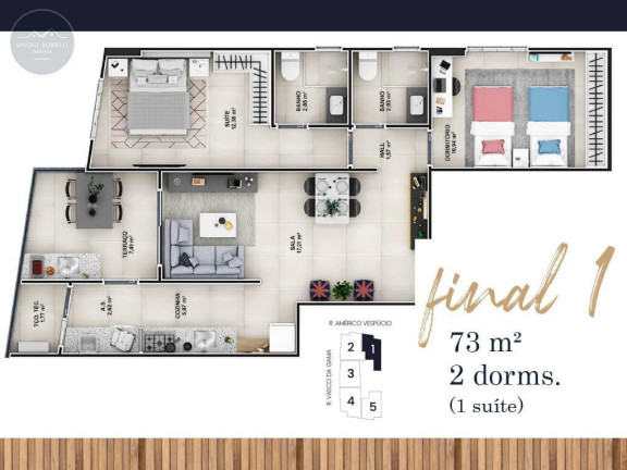 Imagem Apartamento com 2 Quartos à Venda, 73 m² em Aviação - Praia Grande