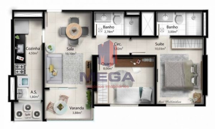 Imagem Apartamento com 2 Quartos à Venda, 54 m² em Praia De Itaparica - Vila Velha