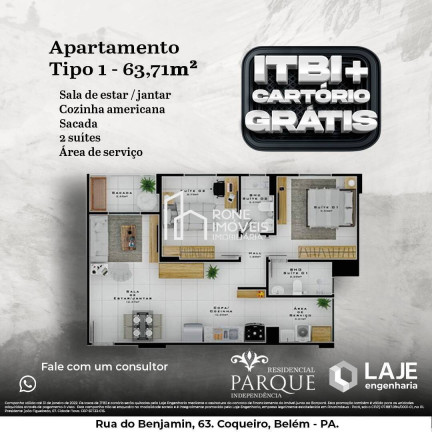Imagem Apartamento com 2 Quartos à Venda, 63 m² em Cabanagem - Belém Imagem Apartamento com 2 Quartos à Venda, 63 m² em Cabanagem - Belém