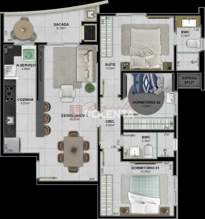 Imagem Apartamento com 3 Quartos à Venda, 97 m² em Santa Bárbara - Criciúma