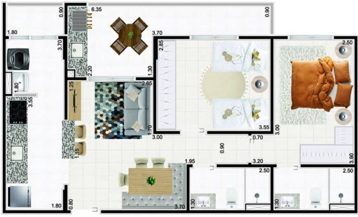Imagem Apartamento com 2 Quartos à Venda, 72 m² em Guilhermina - Praia Grande