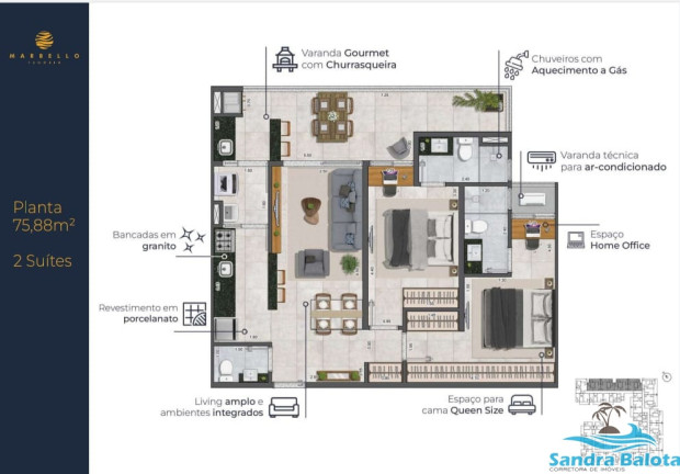 Imagem Apartamento com 2 Quartos à Venda, 70 m² em Tenório - Ubatuba