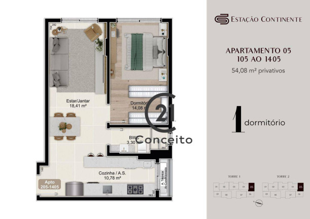 Imagem Apartamento com 1 Quarto à Venda, 54 m² em Campinas - São José Imagem Apartamento com 1 Quarto à Venda, 54 m² em Campinas - São José