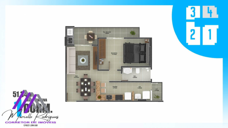 Imagem Apartamento com 1 Quarto à Venda, 52 m² em Cidade Ocian - Praia Grande