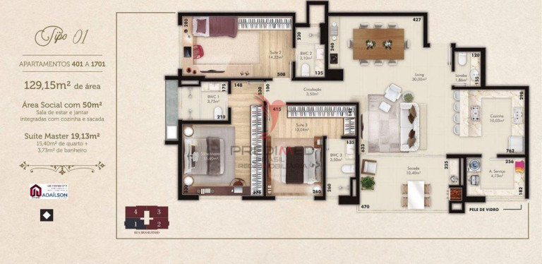 Imagem Apartamento com 3 Quartos à Venda, 128 m² em Kobrasol - São José Imagem Apartamento com 3 Quartos à Venda, 128 m² em Kobrasol - São José