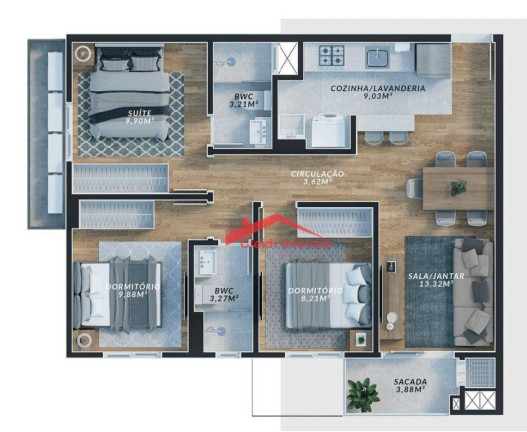 Imagem Apartamento com 3 Quartos à Venda, 64 m² em Anita Garibaldi - Joinville Imagem Apartamento com 3 Quartos à Venda, 64 m² em Anita Garibaldi - Joinville